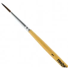 Кисть ПИФАГОР, ПОНИ, круглая, № 1, деревянная лакированная ручка, с колпачком, 200830