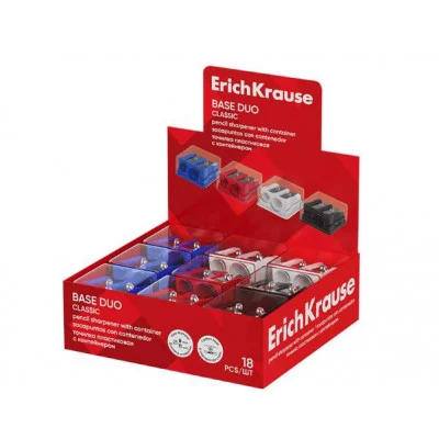Точилка пластиковая ErichKrause Base Duo, Classic, с контейнером, ассорти 60082