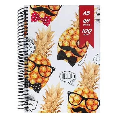 Скетчбук А5 Ананасы в очках (А5, 7БЦ, гл лам, 64л, 100г) C64-0885