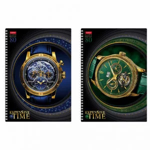 Тетрадь А4, 80 л., HATBER гребень, клетка, 3D фольга, "TIME" 80Т4лофлВ1гр