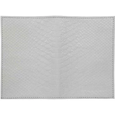 Обложка для паспорта из натуральной кожи, белый, сплошное блинтовое тиснение по коже "Питон" ОП-2797