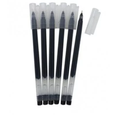 Ручка гелевая черная DC-82 0,5мм, игольчатый стержень, прозрачный круглый корпус 328815