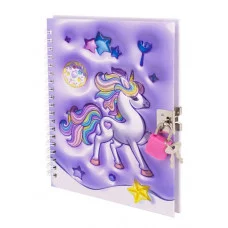 Подарочный блокнот 11,0 см * 15,0 см , гребень, Alingar, ламинация, конгрев, эффект 3D, замочек, 45 л., клетка, "Модница-малышка", голубой AL11722