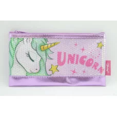 ПМП 01-100 Милый единорог-пенал мягкий, дизайн на пайетках, кож/зам перламутровый 61090