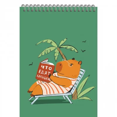 БЛОКНОТ А6, 60л. Гребень. Обложка мелованный картон. Клетка Капибар Капибаров Б2ЛСК660313