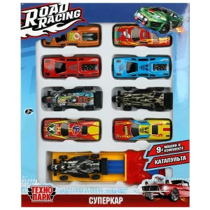 Машина металл ROAD RACING набор СУПЕРКАР 7,5 см, 9 шт,в ассорт Технопарк 358692