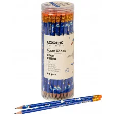 Карандаш чернографитный, корпус дерев. LOREX KIDS V-TYPE SCATE GOOSE НВ с ластиком заточенный трехгранный тубус принт на корпусе 251078