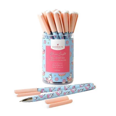 Ручка маслян. LOREX ILLEGALLY CUTE.UNICORN серия Slim Soft 0,50 мм синий, кругл. прорезин. корп., иг 189577