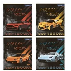 Тетрадь 48л., А5, клетка, Alingar "Авто", скрепка, мелованный картон (стандарт), блок офсет AL8880