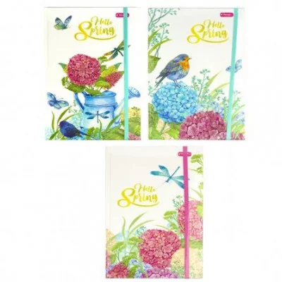 Записная книжка А5, Yalong, 7БЦ, ламинация, глиттер, на резинке, ассорти клетка, 96 л, Hello Spring YL-PJB-A542