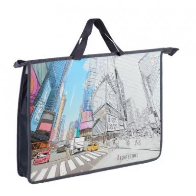 Папка для рисунков и труда АРХИТЕКТУРА В ГРАФИКЕ  А3 молния сверху пластик ПТР-1822