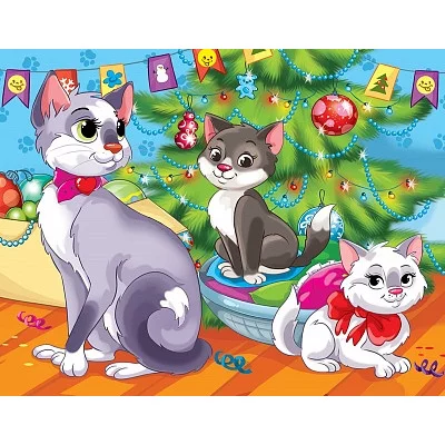 Алмаз. мозаика 17х22 см, (блест.) с подр.,с полн.зап. (18цв.) Предновогодняя шалость (Арт. AS17056) AS17056