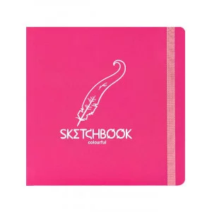 Скетчбук Colorful Pink 200х200мм (7БЦ,soft touch,блок 72л:цветной120г, крафт78г С72-9046