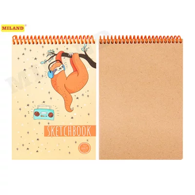 Скетчбук А5 "Ленивец" (жест подложка, на спирали, 50л, крафт блок) 50-1688