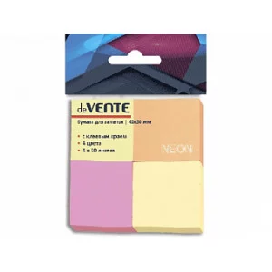 Блок самоклеящийся стикеры 40*50 4*50л 4цв неон DEVENTE 2010344 581459
