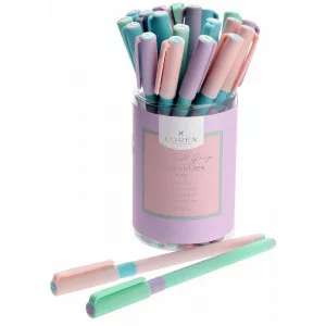 Ручка шарик. LOREX PASTEL Slim Soft Grip синий 0,5 мм ассорти кругл. корп. ultra-soft touch грип игольчатый наконечник 240554