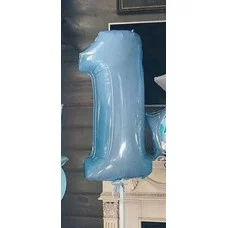 Шар (40\'\'/102 см) Цифра, 1, Голубой, Макарунс, 1 шт. в уп. B901761AB