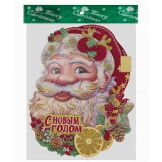 Оформительский плакат на скотче Дедушка Мороз 35см глиттер НУ-8233