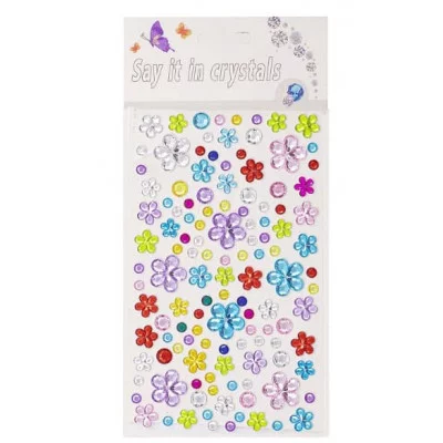 Наклейки-стразы Alingar, акриловые, "Цветы",  пакет с европодвесом AL10168