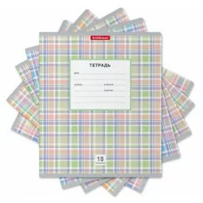 Тетрадь школьная ученическая ErichKrause Optima Новая шотландка ассорти 18 листов линейка 58218