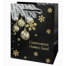 Dream cards Пакет подароч. с мат.лам. и глит. 18х23х10 см (M) Новогодние ветки 190г ППК-2304