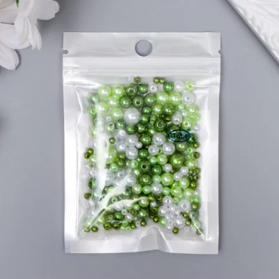 Бусины для творчества пластик "Круглые. Ассорти зелёное" d=3-8 мм, набор 10 гр 7459635