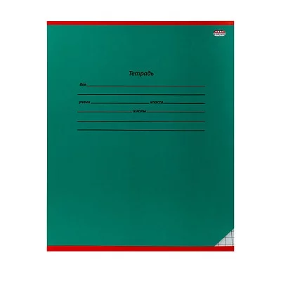 Тетрадь КЛЕТКА 12л. КЛАССИКА (ТЕМНО-ЗЕЛЕНАЯ) (12-9207) цвет.мелов.обл., 1 дизайн 12-9207
