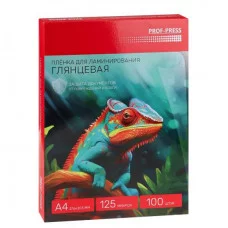 Пленка для ламинирования, глянцевая, 100шт., толщина 125 мкр, размер А4, 216*303 мм (ПЛЛ-2653) ПЛЛ-2653