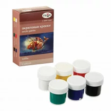 Краски акриловые декоративные Гамма Хобби , 6 цветов, 20мл, картон. упак. 300257