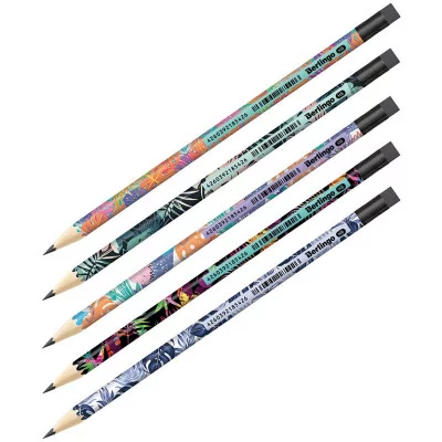 Карандаш ч/г Berlingo "Jungle" HB, круглый, заточен., с ластиком, ассорти 320761