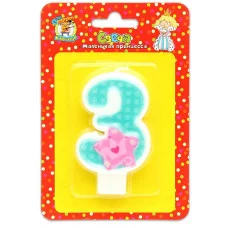 Свеча для торта "Маленькая принцесса". Цифра "3" С-0437