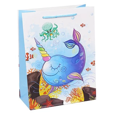Dream cards Пакет подарочный с мат. лам. Довольный кит 26х32х10 см, 210 г ППК-1861 462-0-129-71861-5