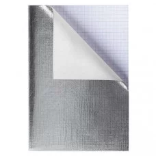 Тетрадь бумвинил, А4, 48 л., скоба, офсет, клетка, СЕРЕБРО Metallic, HATBER, 48Т4бвВ3