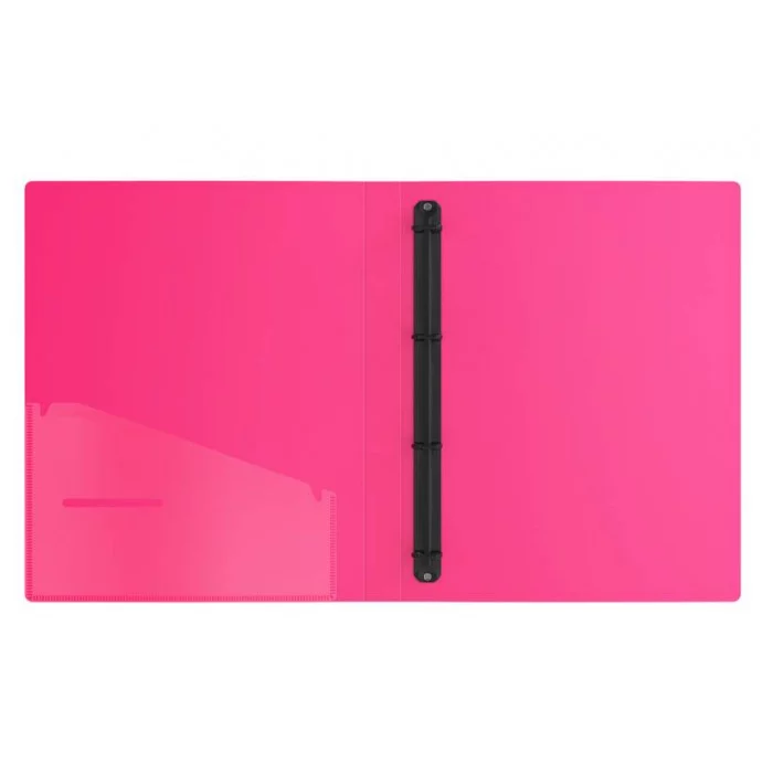 Папка на 4 кольцах Berlingo "Your Way", 24мм, 600мкм, розовый неон, D-кольца, с внутр. карманом 372831