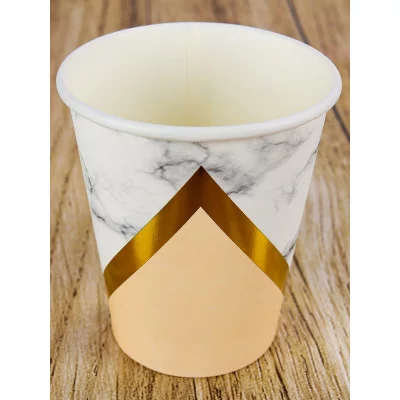 Бумажные стаканы с тиснением Нежный мрамор, 250 мл, 6 шт ФЛ-2789