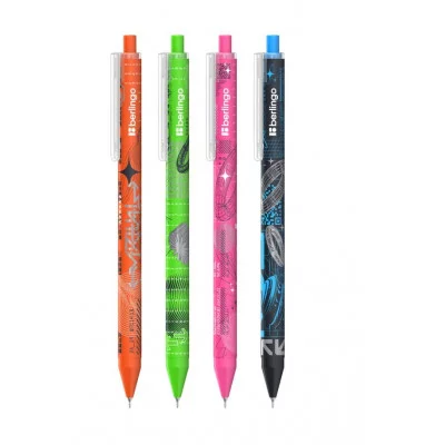 Ручка шариковая автоматическая Berlingo "Future Tech" синяя, 0,7мм, рисунок на корпусе, soft touch, ассорти 371280