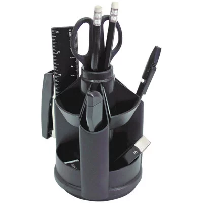 Настольный органайзер OfficeSpace "Минидеск", 10 предметов, вращающийся, черный Спейс 205590