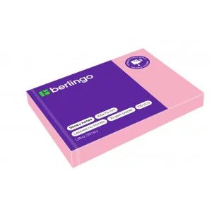Самоклеящийся блок Berlingo "Ultra Sticky", 100*75мм, 100л., пастель, розовый 287180