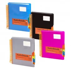 Тетрадь 200л. А5 клетка Alingar цветная спираль пластиковая обложка цвет ассорти 1шт AL12021