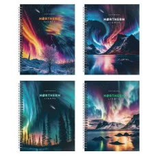 Тетрадь 48 л. А5+ кл. греб. офс. Schoolformat СЕВЕРНОЕ СИЯНИЕ мел. карт., спл. УФ-лак 249227