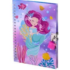 Подарочный блокнот 13,0 см * 18,0 см , гребень, Alingar, ламинация, замочек, 50 л., клетка, "Нежная русалка", единорожек AL11305/1