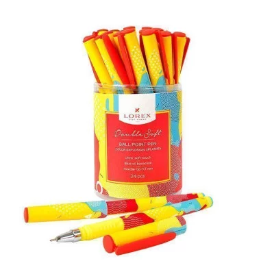 Ручка маслян. 1шт LOREX COLOR EXPLOSION.SPLASHES серия Double Soft 0,70 мм синий резин.грип,кругл. проре 189559