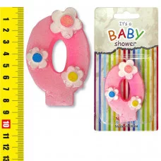 Свеча "Цифра 0 цветочки", 15,5*8 см HВ-0 J.Otten 102473