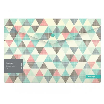 Папка-конверт на кнопке Berlingo "Triangle" А4, 180мкм, с рисунком 299319