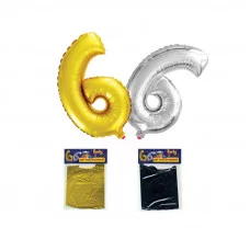 ШАР ФОЛЬГИРОВАННЫЙ, ЦИФРА "6", 35см, золото/серебро, ассорти ACTION! L00659