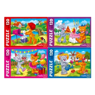 ПАЗЛЫ 120 элементов. ПЛЮШЕВЫЕ МИШКИ (Арт. П120-1516)