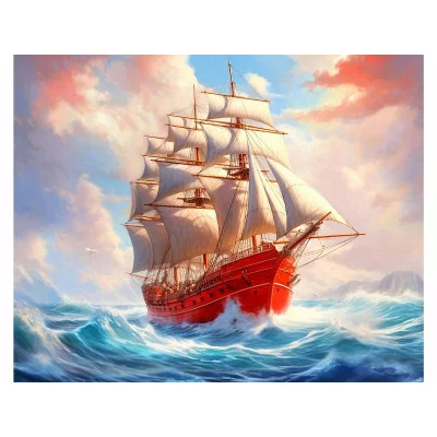 Алмаз мозаика (клас.) 40х50 см, с подр., с полн. заполн. (30цв) Белоснежные паруса (Арт. НД-0641)