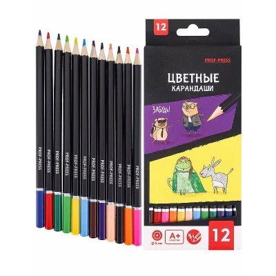 Карандаши цветные, 12 цв, дерево MINI FRIENDS (КЦ-3707) набор, гексаг, 2М, гриф. d=3мм, КЦ-3707