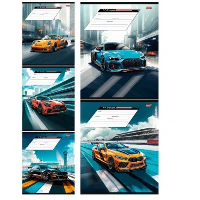 Тетрадь КЛЕТКА 12л. РАЗНЫЕ АВТОМОБИЛИ - 5 (12-4279) цвет. мелов.обл. 12-4279