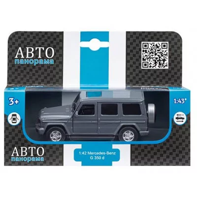 Автопанорама Машинка металл. 1:42 Mercedes-Benz G350d, серый, инерция, откр. двери, в/к 17,5*12,5*